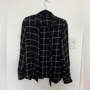 Banana Republic Dillon Classic Fit Black & White Plaid Button Up Flannel Shirt